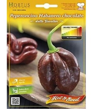 BUSTINA SEMI PEPERONCINO Peperoncino Habanero CHOCCOLATE SEEDS COSE CURIOSE