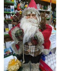 Babbo Natale decorativo con giacca lunga barba bianca e sacco doni 62 centimetri