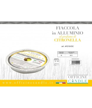 CANDELA CITRONELLA IN STAGNOLA DIAMETRO 14 cm ANTI ZANZARE PER ESTERNO