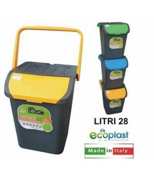 PATTUMIERA BIDONI RACCOLTA DIFFERENZIATA ECOLOGIC  TRIS COLORI 28 LT KIT 3 PEZZI