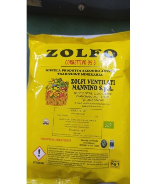 ZOLFO CORRETTIVO 95 GIALLO KG. 1 POLVERE SECCA PER AGRICOLTURA VERDURA